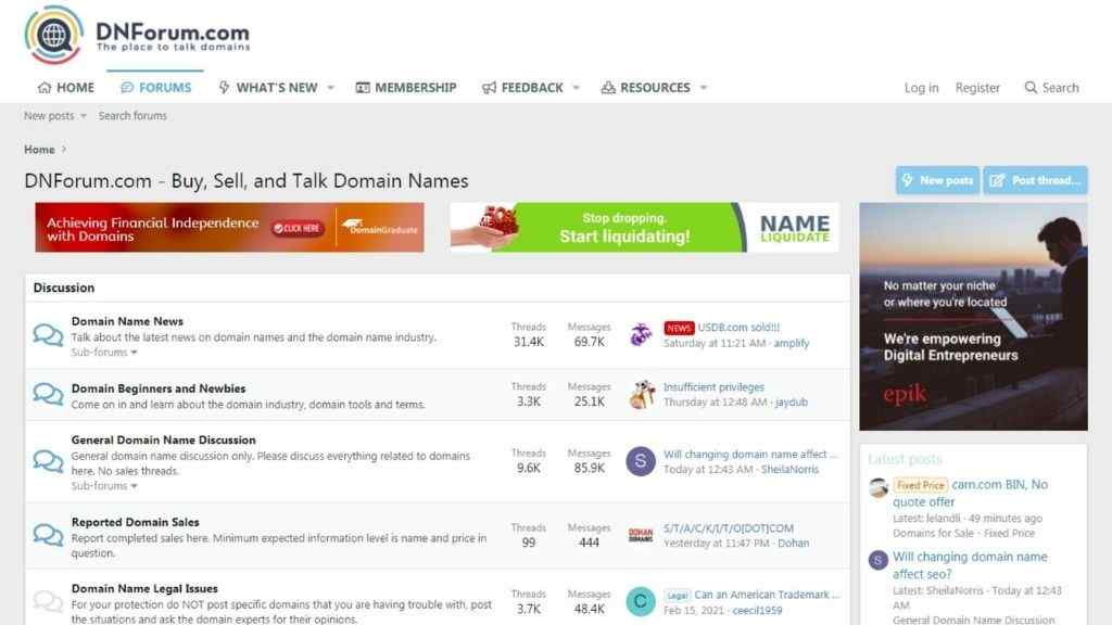 Dnforum for domain investing discussion