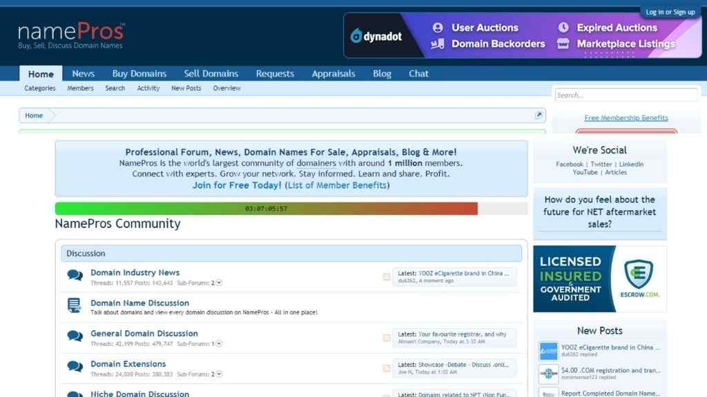 NamePros domain investing forum homepage