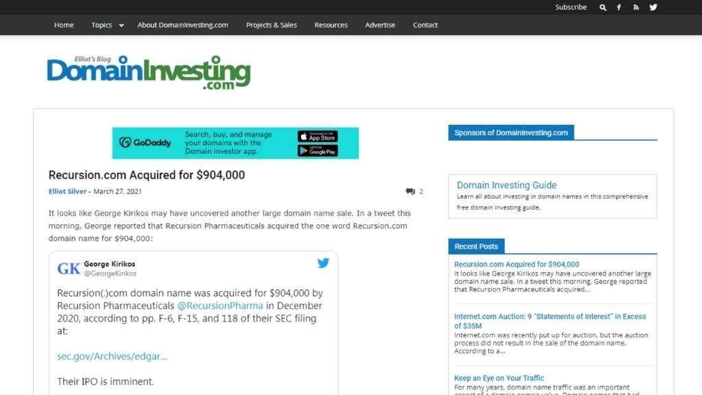 DomainInvesting the Elliot's blog