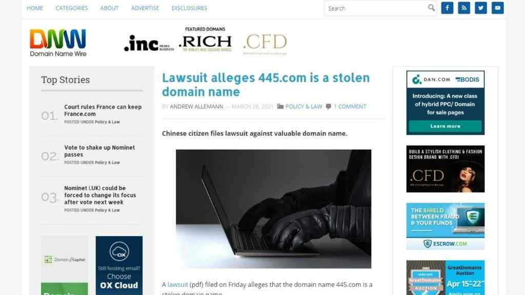 Domain Name Wire landing page