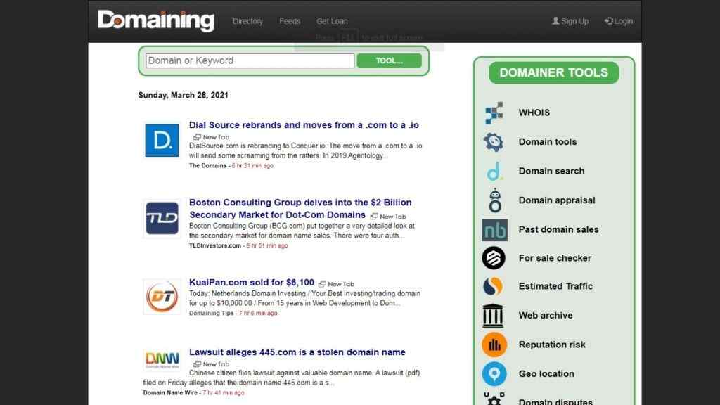 Domaining.com directory
