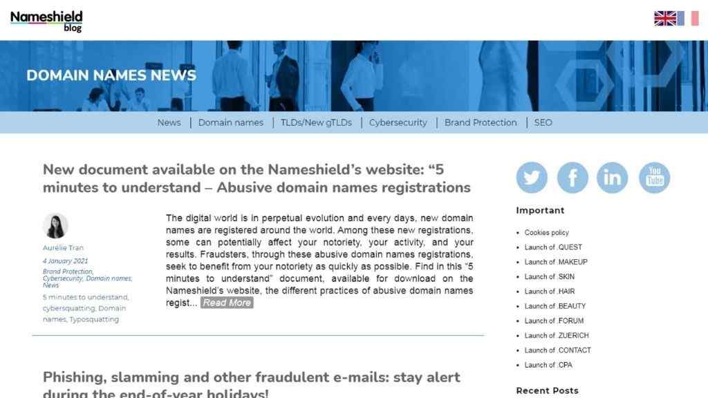 Nameshield blog for domain news
