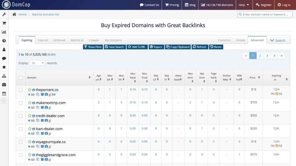 expired domains with traffic
