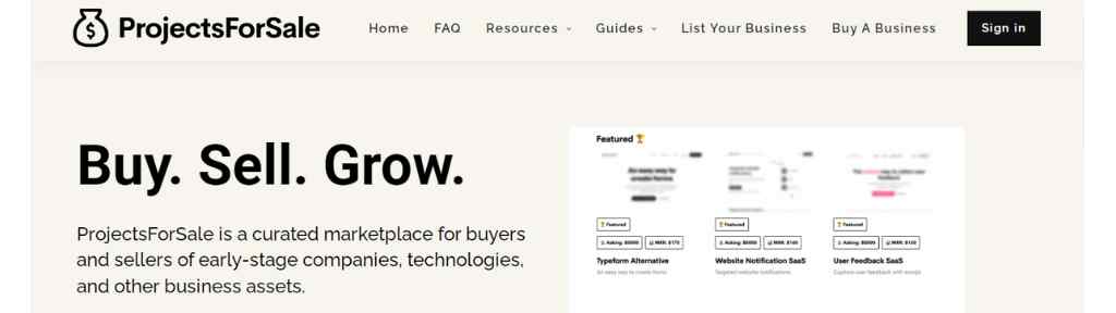 curated-marketplace-to-buy-and-sell-early-stage-companies-projectsforsale
